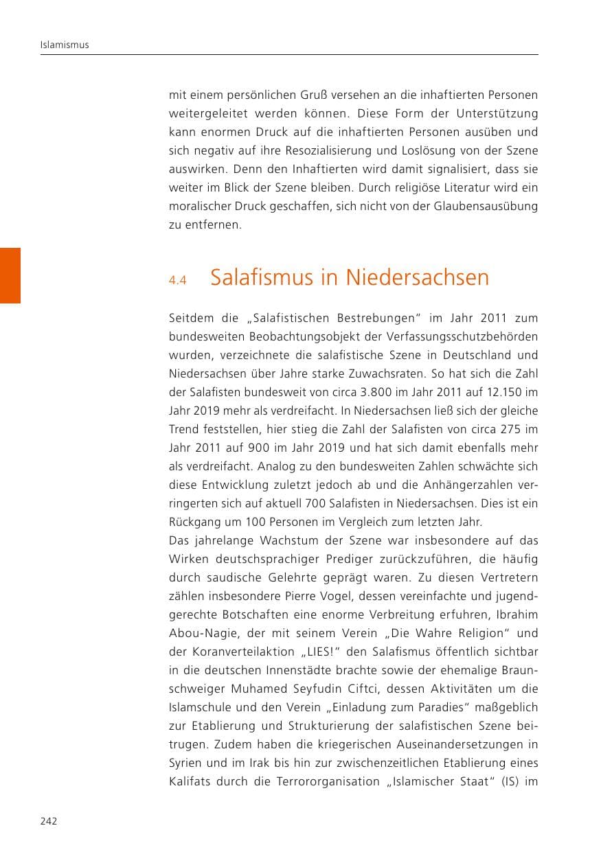 Seite 244 des Verfassungsschutzbericht 2023 Niedersachsen