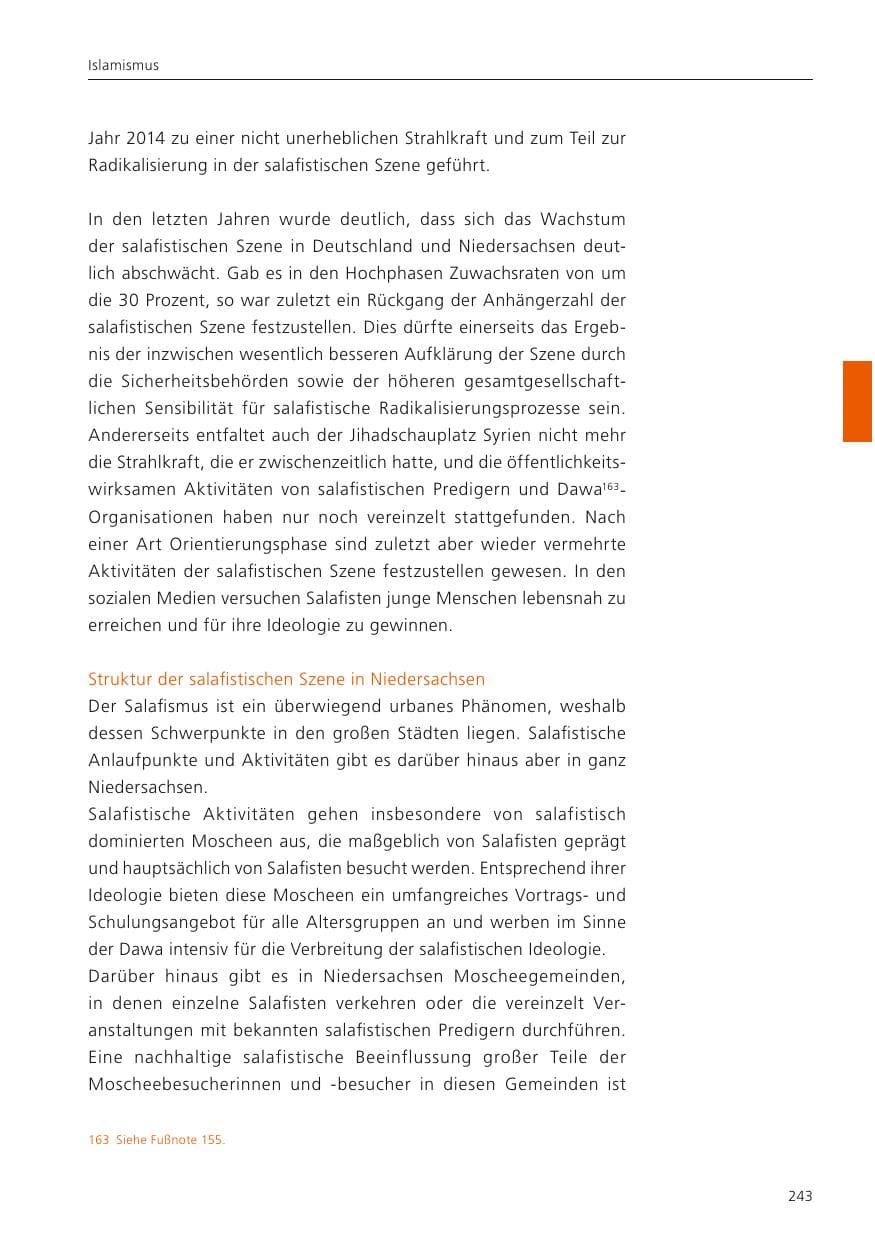 Seite 245 des Verfassungsschutzbericht 2023 Niedersachsen