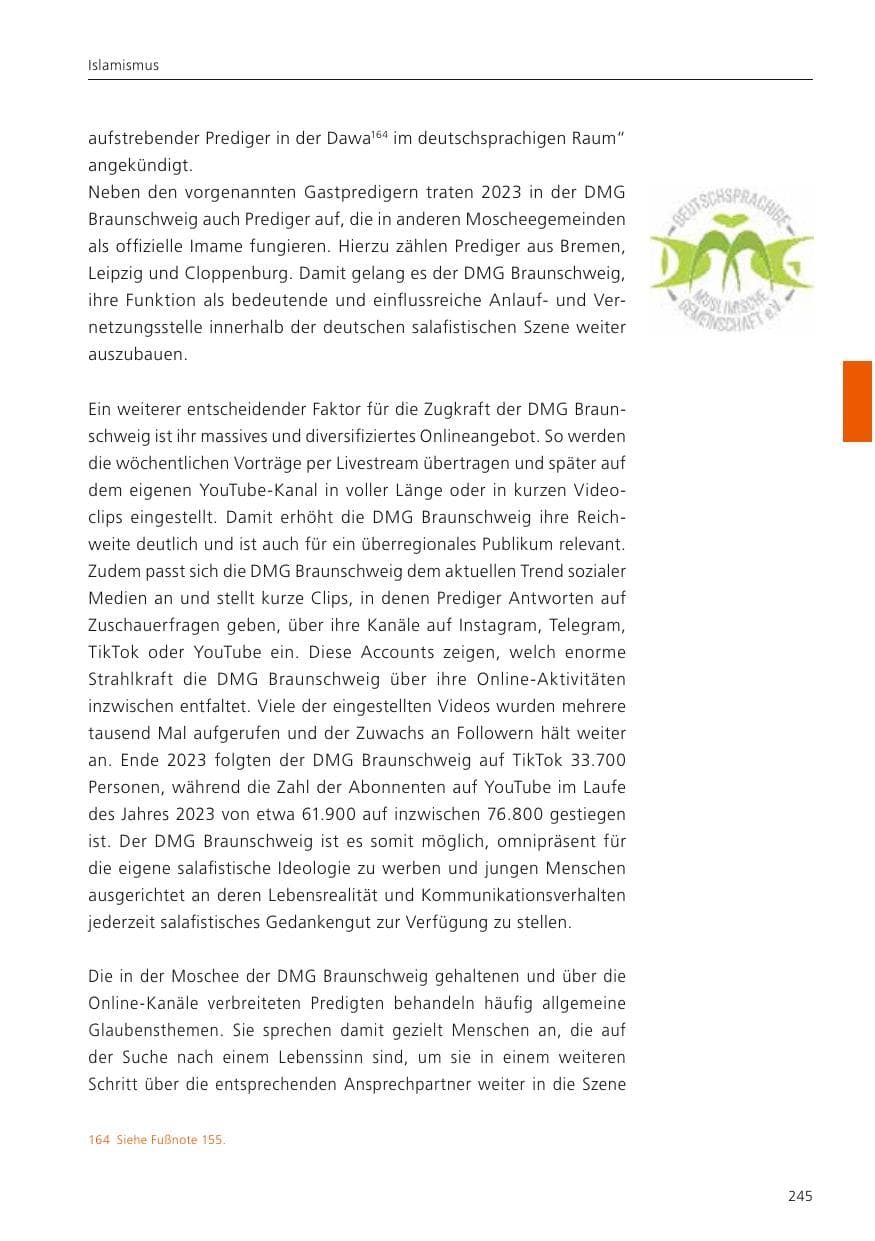 Seite 247 des Verfassungsschutzbericht 2023 Niedersachsen