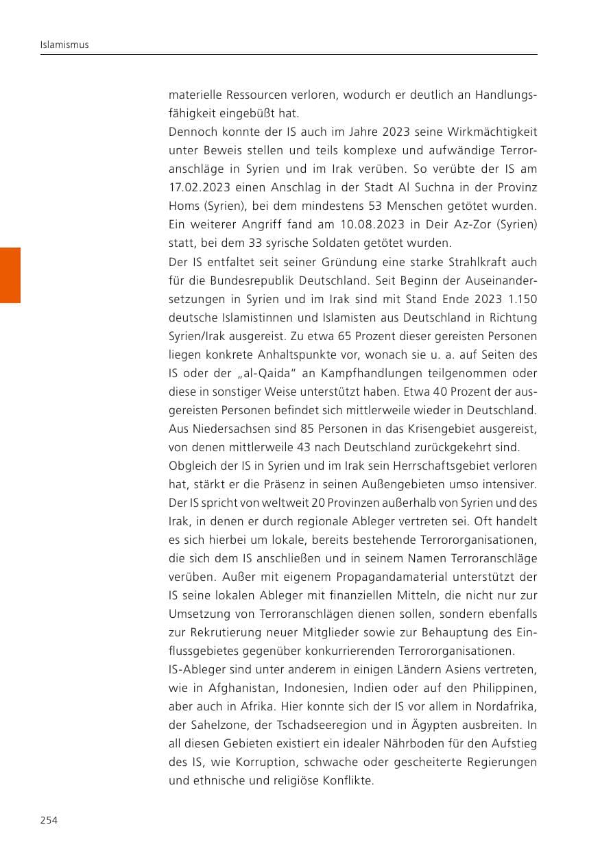 Seite 256 des Verfassungsschutzbericht 2023 Niedersachsen