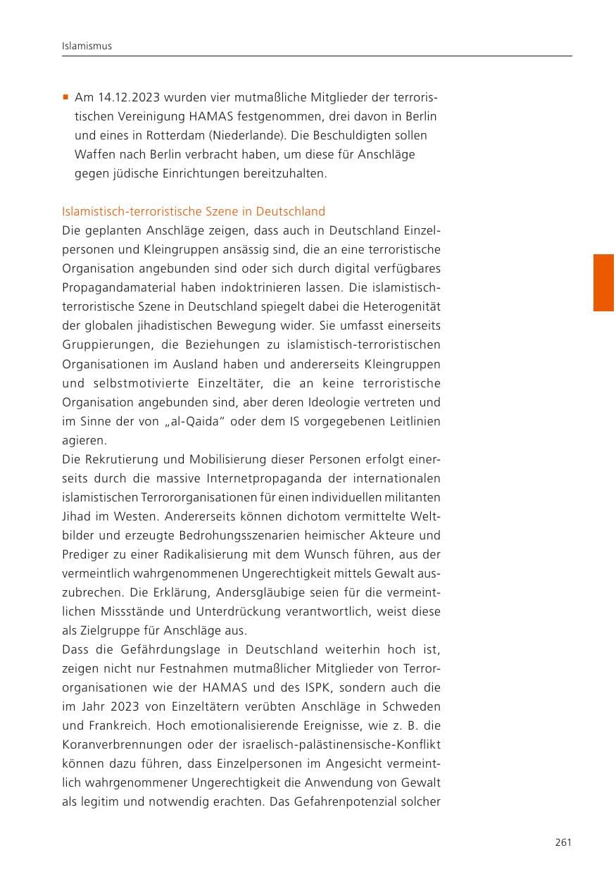 Seite 263 des Verfassungsschutzbericht 2023 Niedersachsen