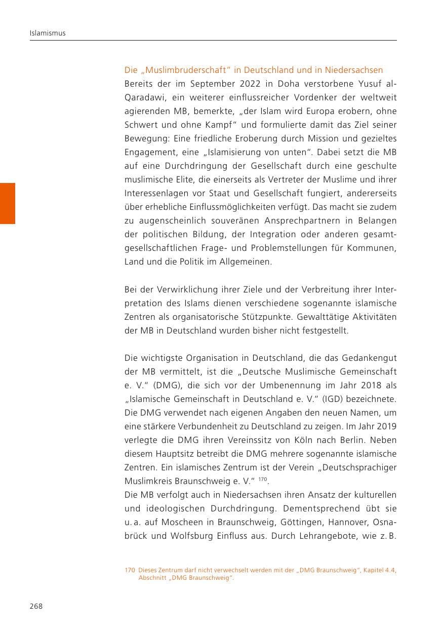 Seite 270 des Verfassungsschutzbericht 2023 Niedersachsen