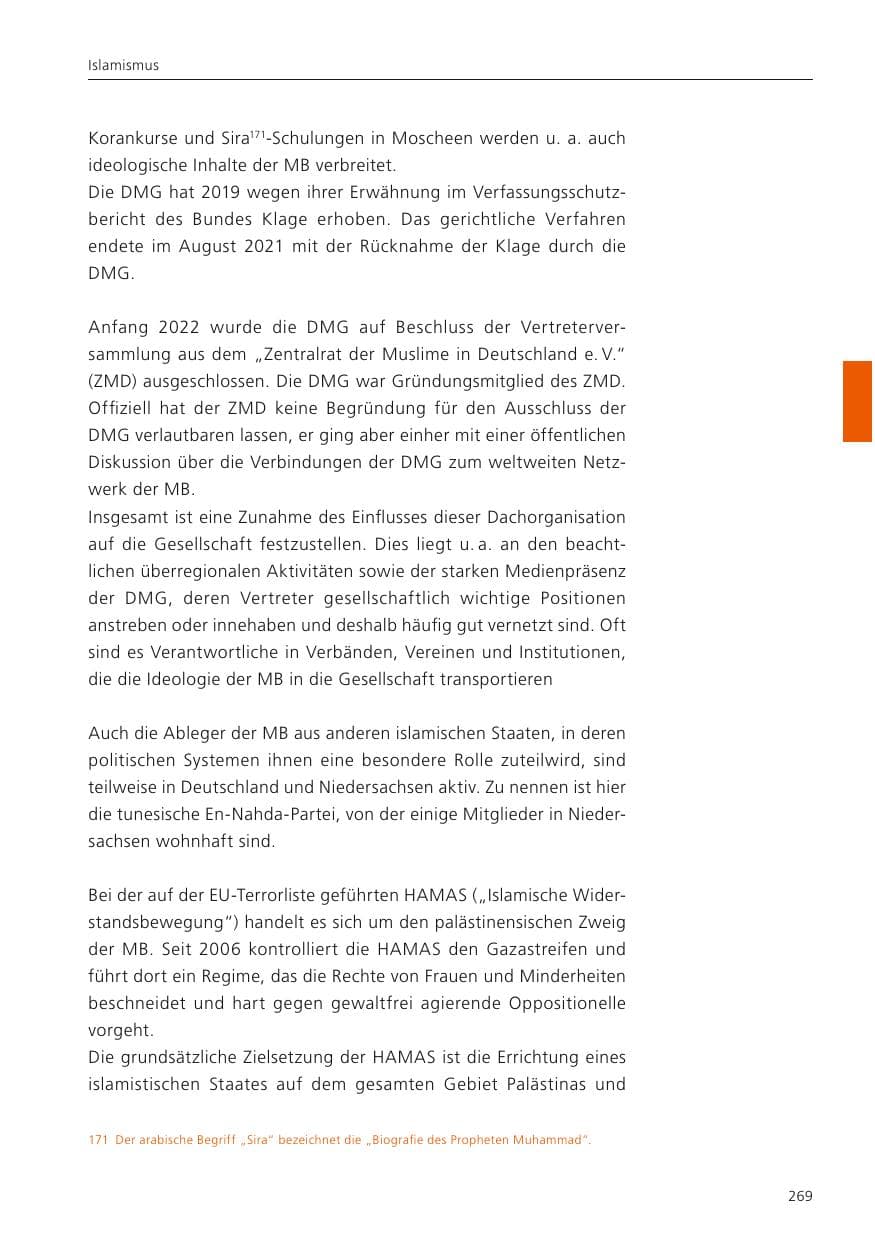 Seite 271 des Verfassungsschutzbericht 2023 Niedersachsen