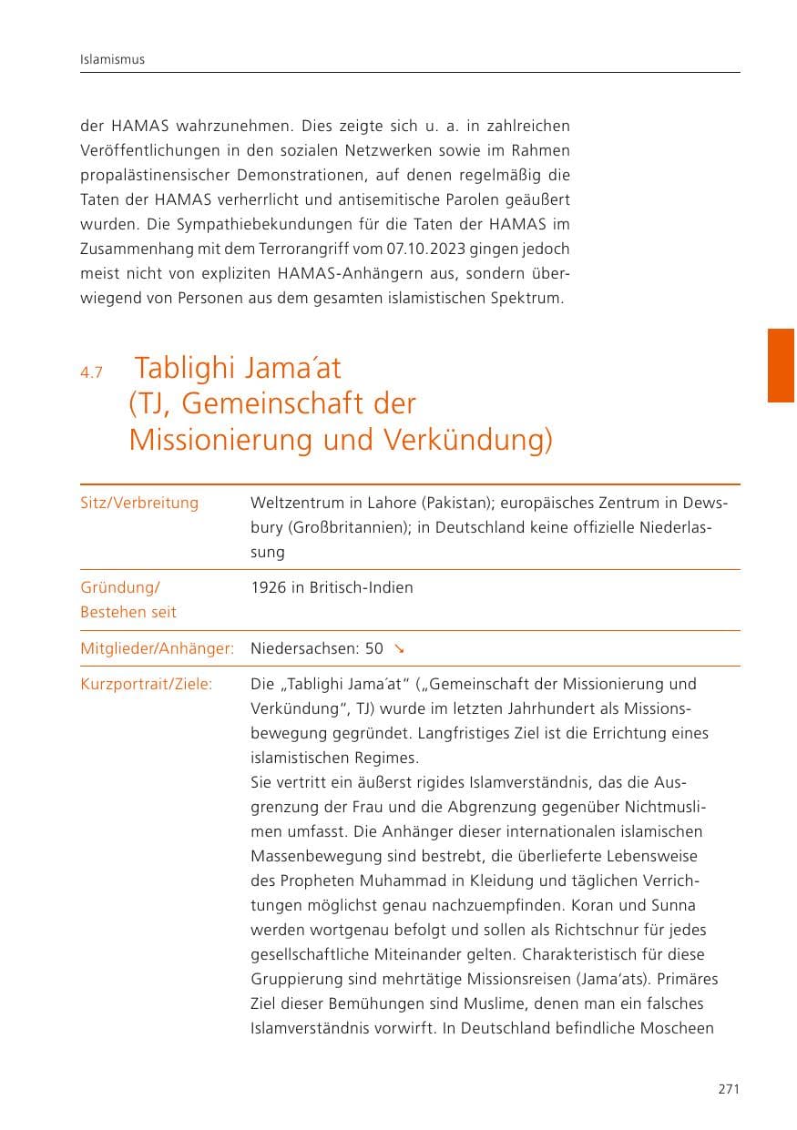 Seite 273 des Verfassungsschutzbericht 2023 Niedersachsen