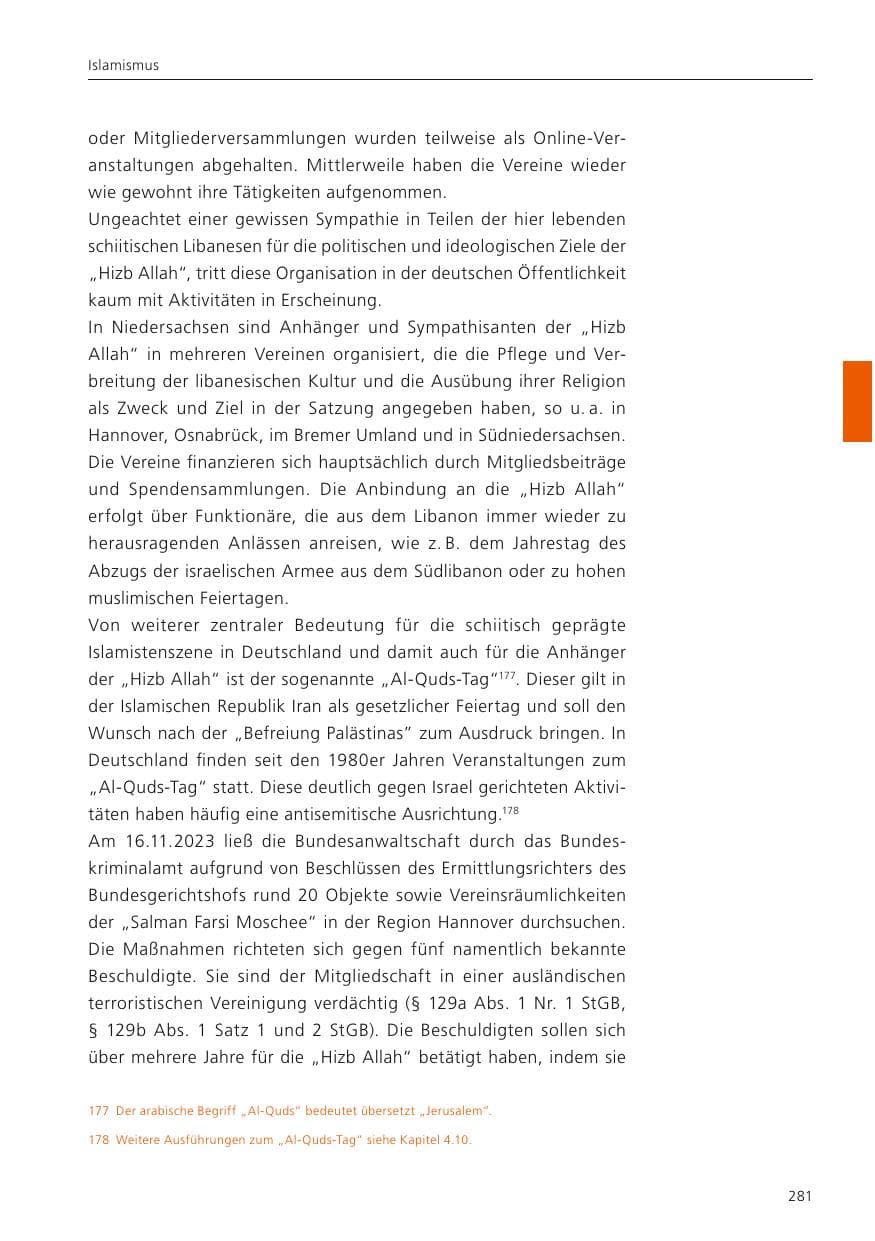 Seite 283 des Verfassungsschutzbericht 2023 Niedersachsen