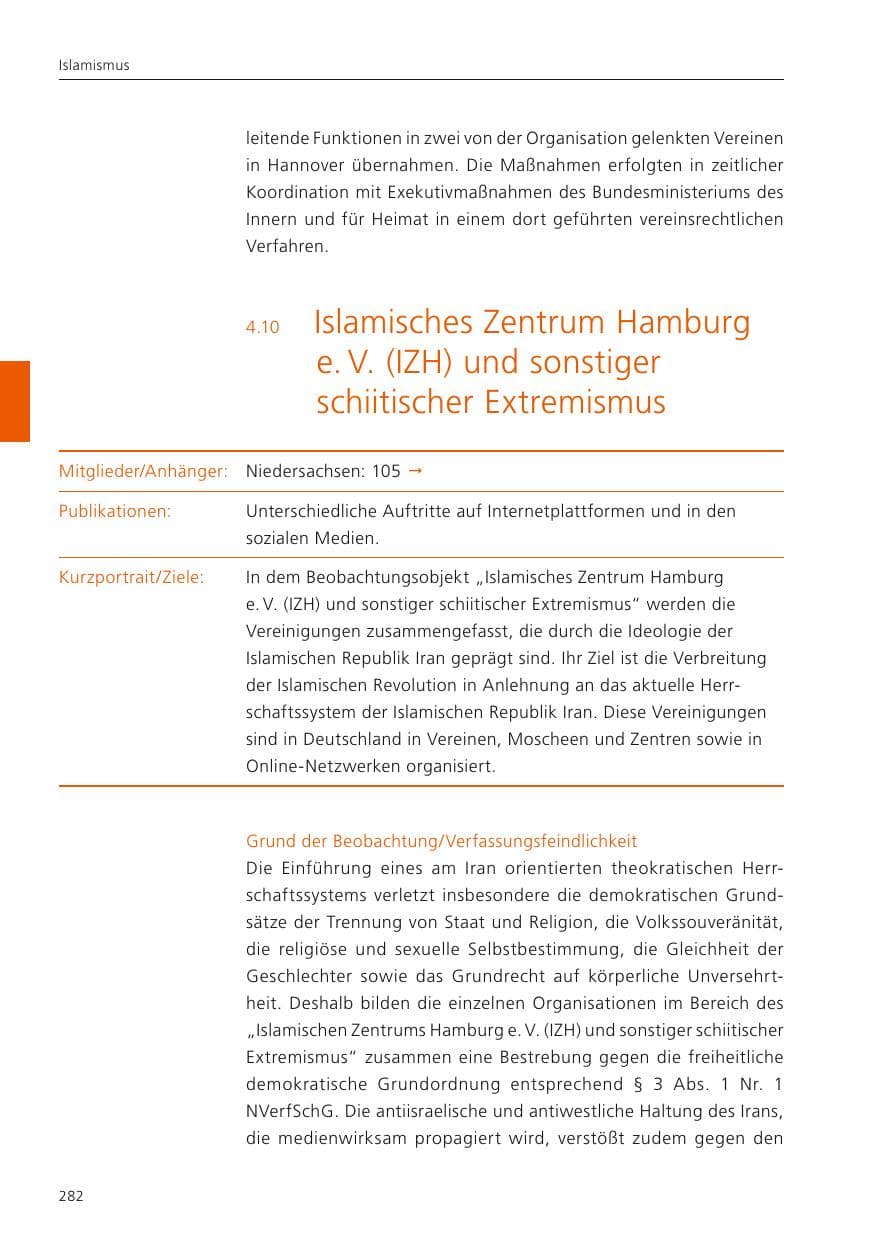 Seite 284 des Verfassungsschutzbericht 2023 Niedersachsen