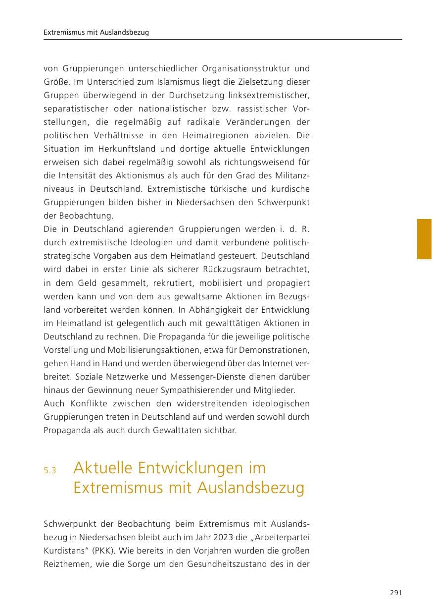 Seite 293 des Verfassungsschutzbericht 2023 Niedersachsen