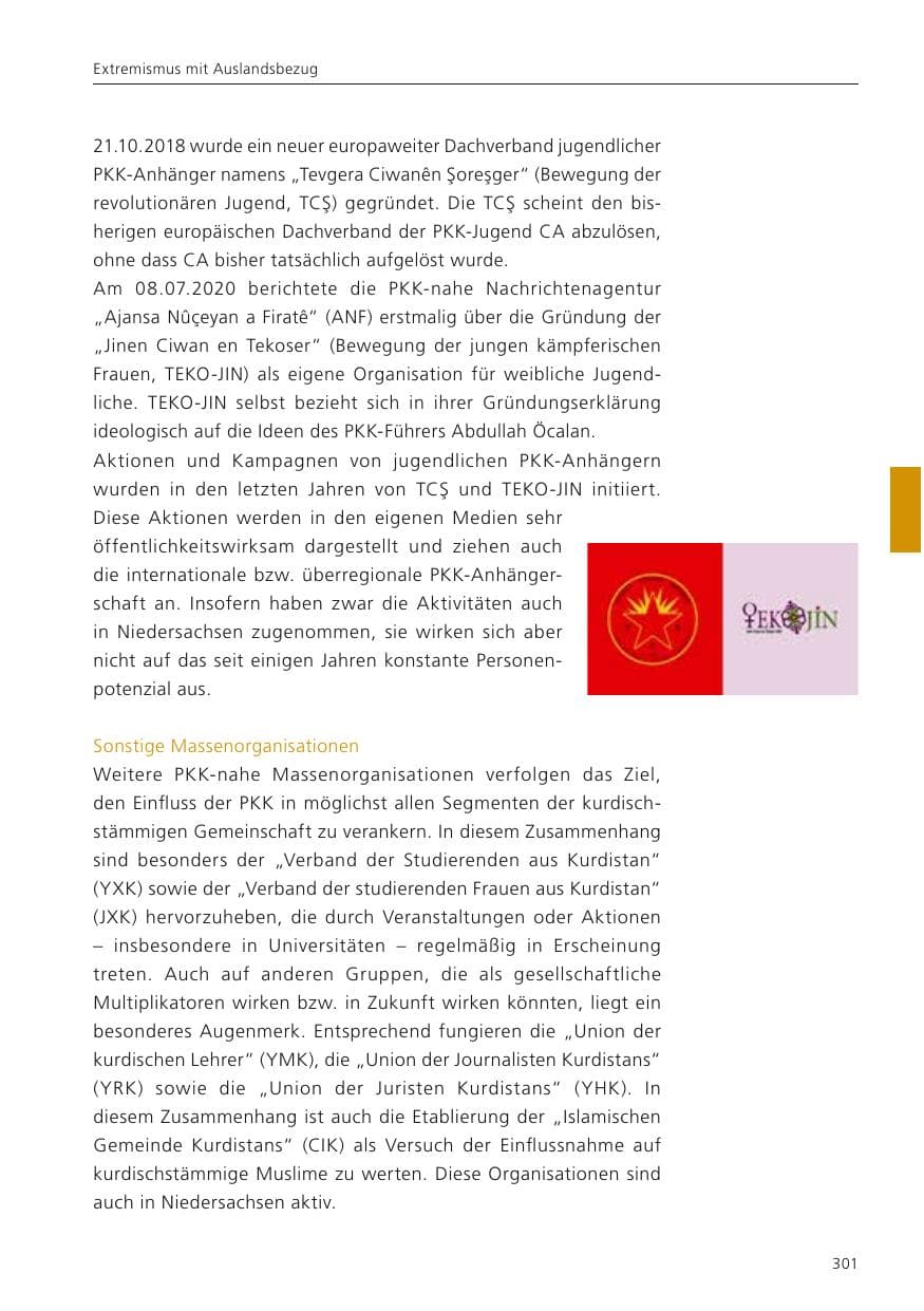 Seite 303 des Verfassungsschutzbericht 2023 Niedersachsen