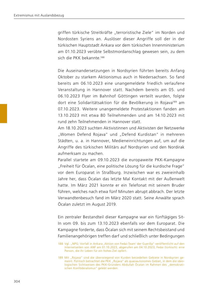 Seite 306 des Verfassungsschutzbericht 2023 Niedersachsen