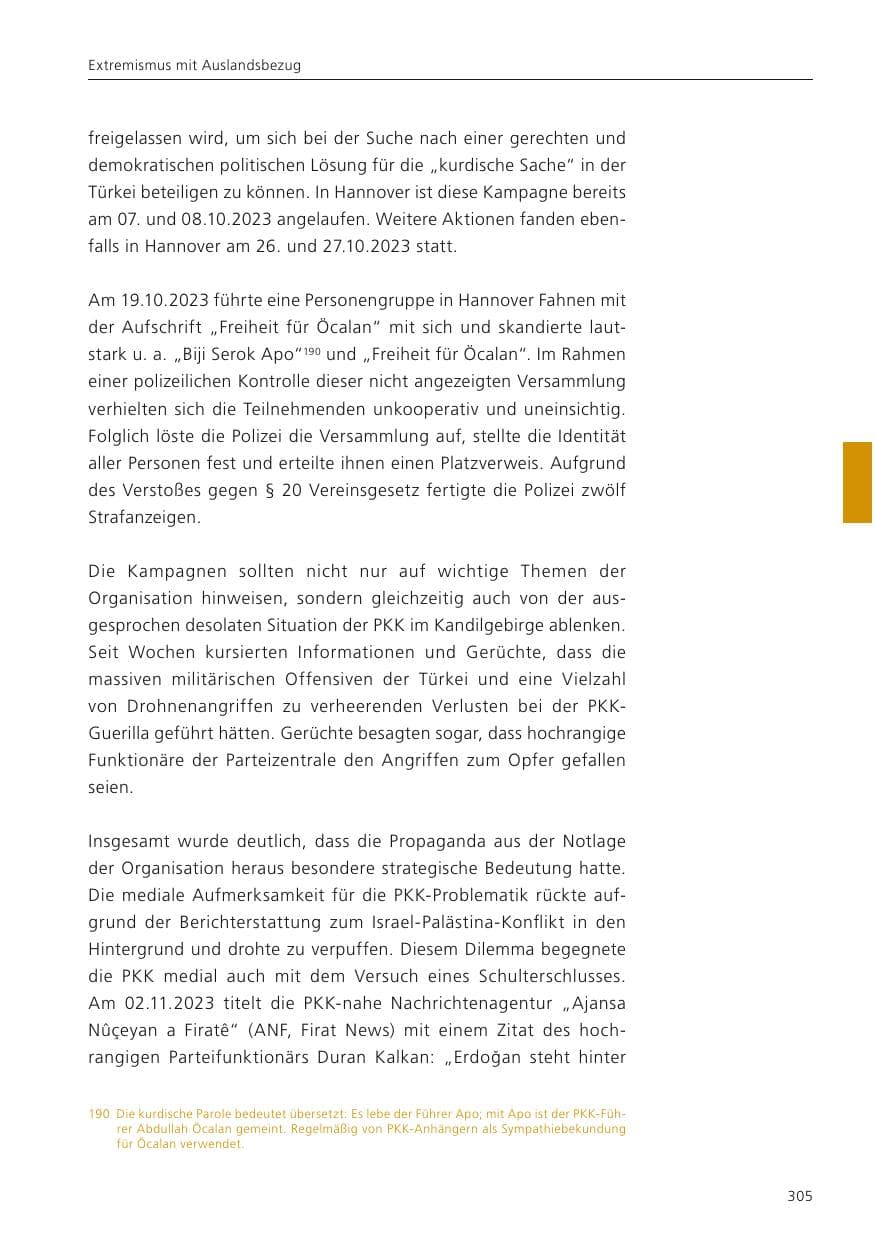Seite 307 des Verfassungsschutzbericht 2023 Niedersachsen