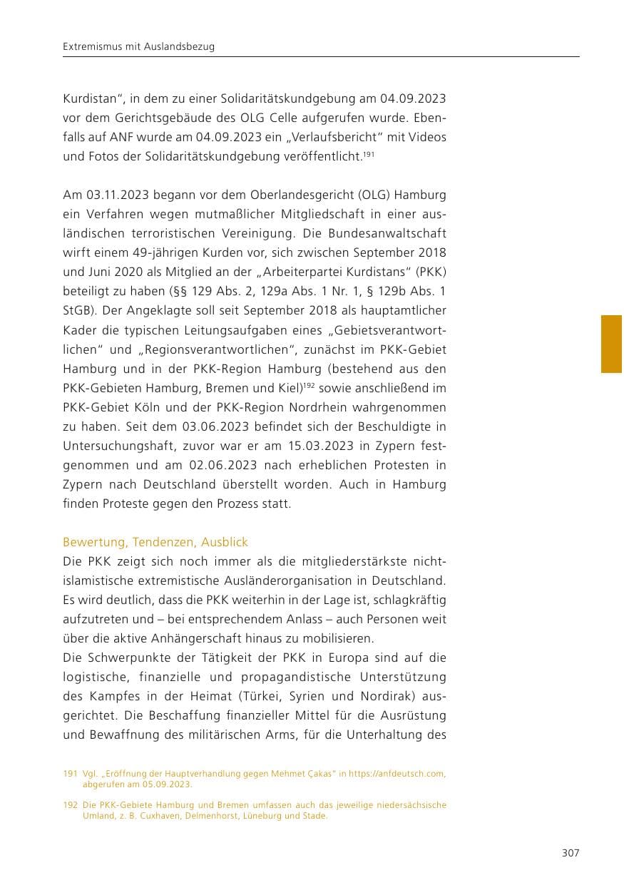 Seite 309 des Verfassungsschutzbericht 2023 Niedersachsen