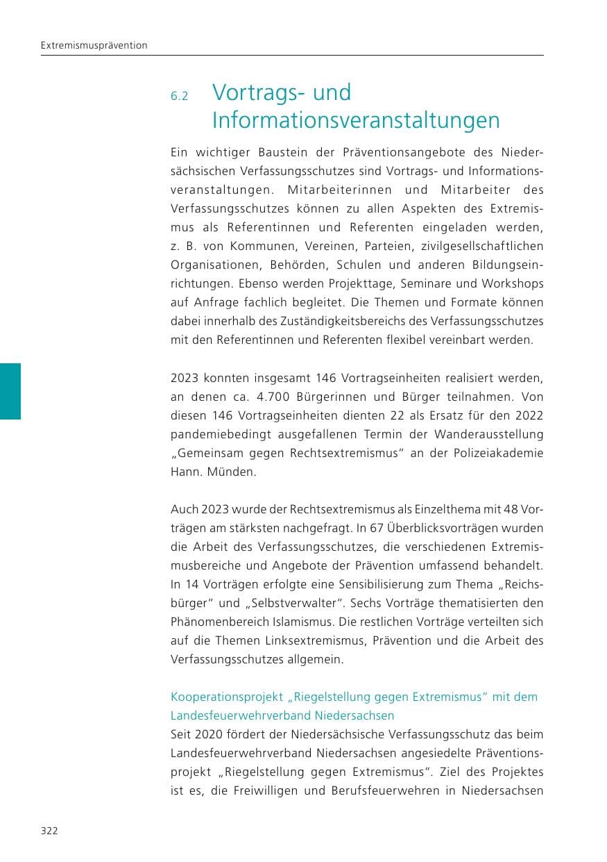 Seite 324 des Verfassungsschutzbericht 2023 Niedersachsen