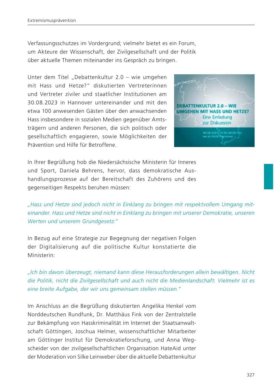 Seite 329 des Verfassungsschutzbericht 2023 Niedersachsen