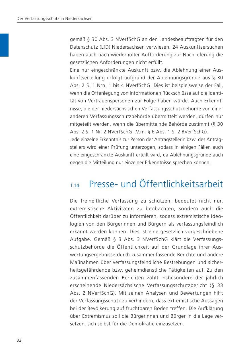 Seite 34 des Verfassungsschutzbericht 2023 Niedersachsen