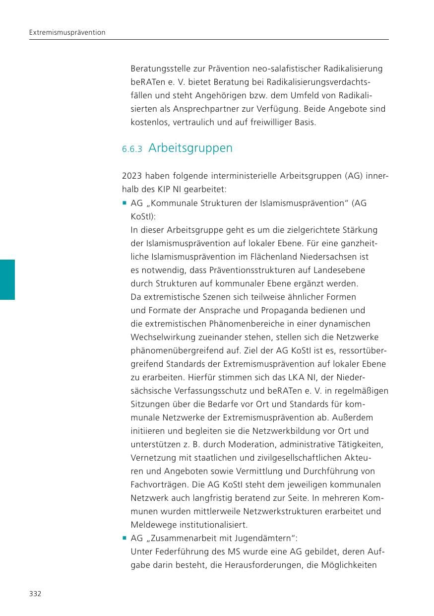 Seite 334 des Verfassungsschutzbericht 2023 Niedersachsen