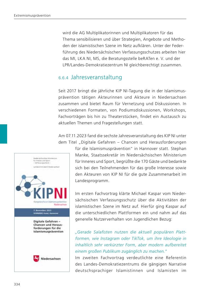 Seite 336 des Verfassungsschutzbericht 2023 Niedersachsen