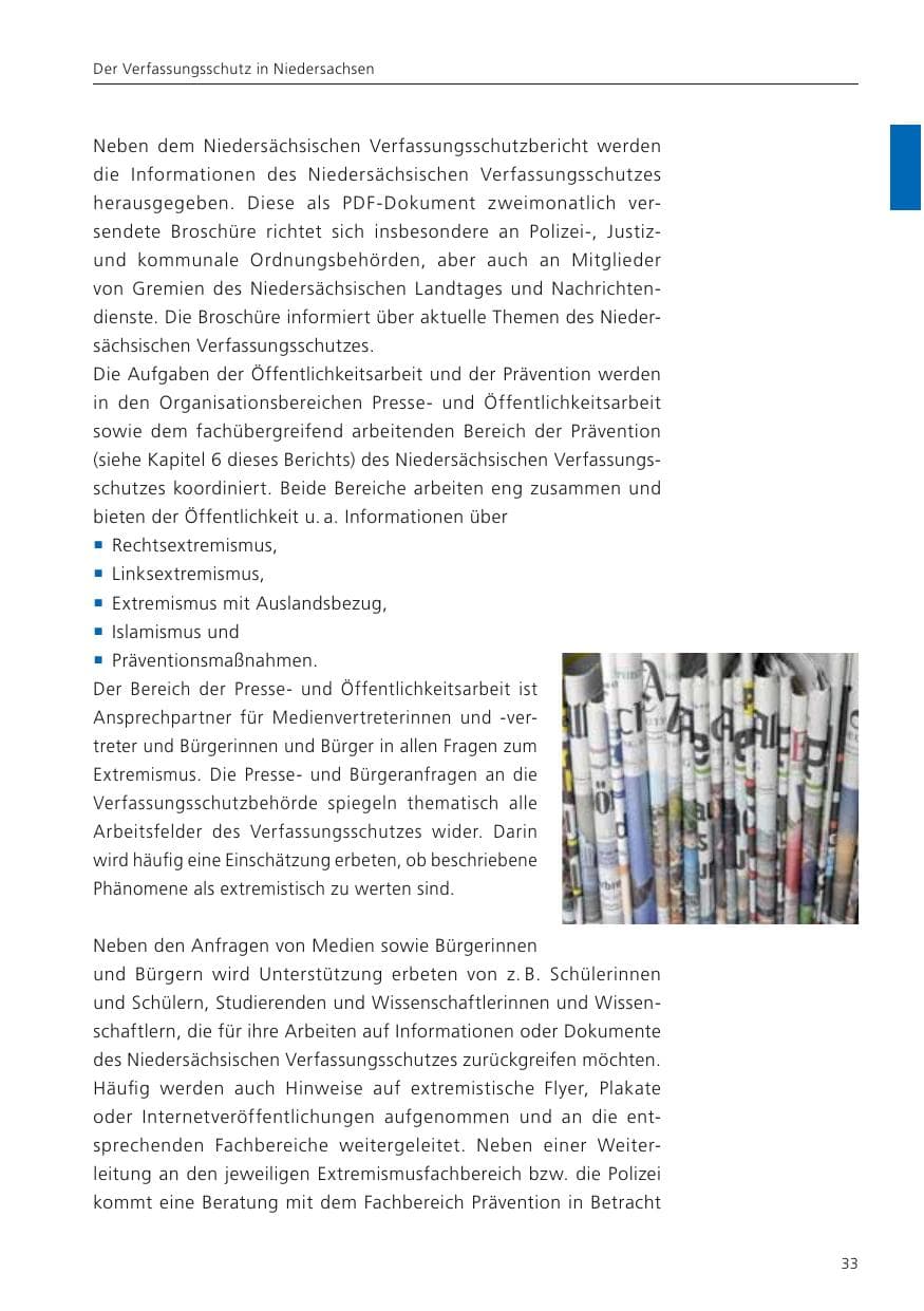 Seite 35 des Verfassungsschutzbericht 2023 Niedersachsen