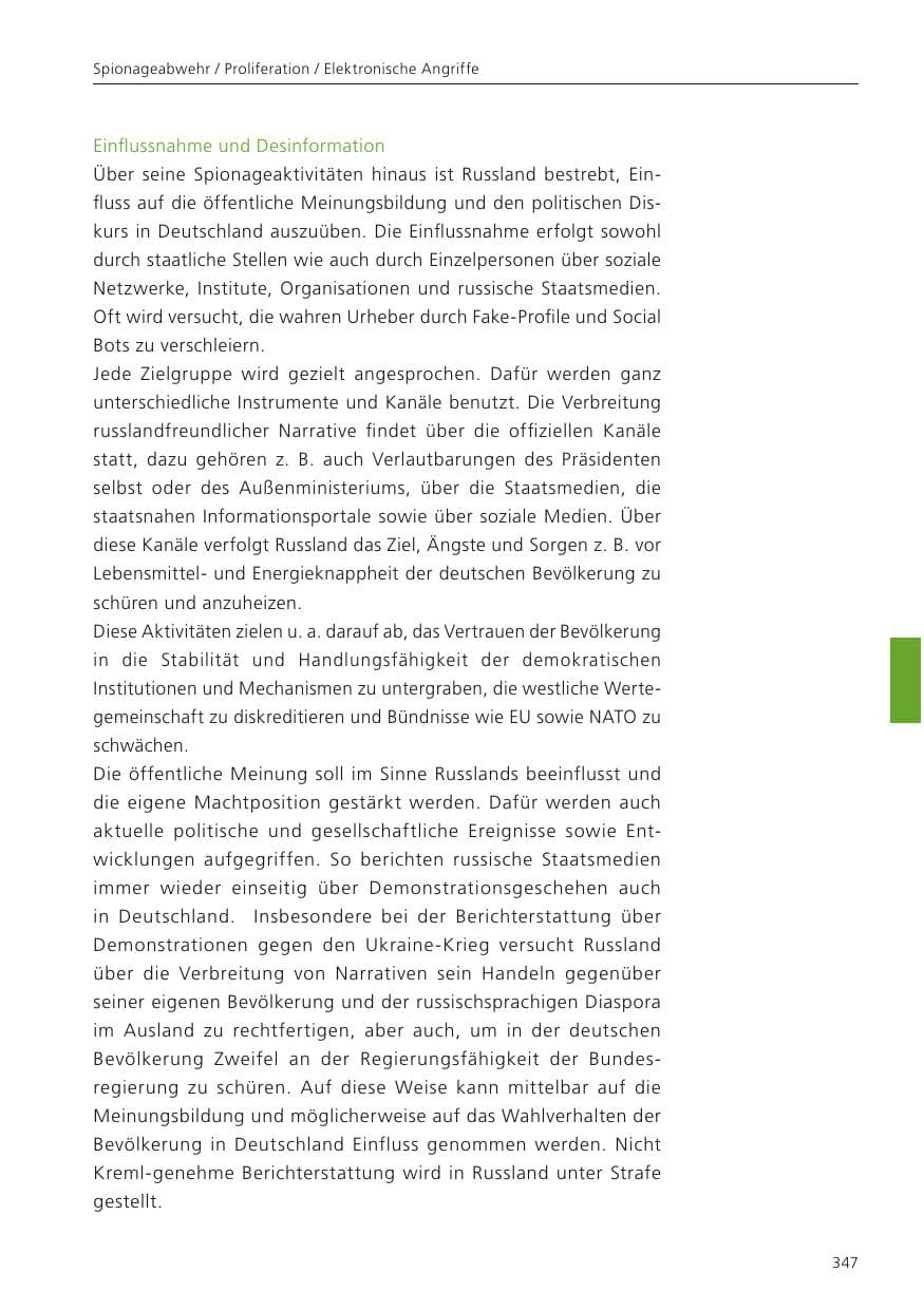 Seite 349 des Verfassungsschutzbericht 2023 Niedersachsen