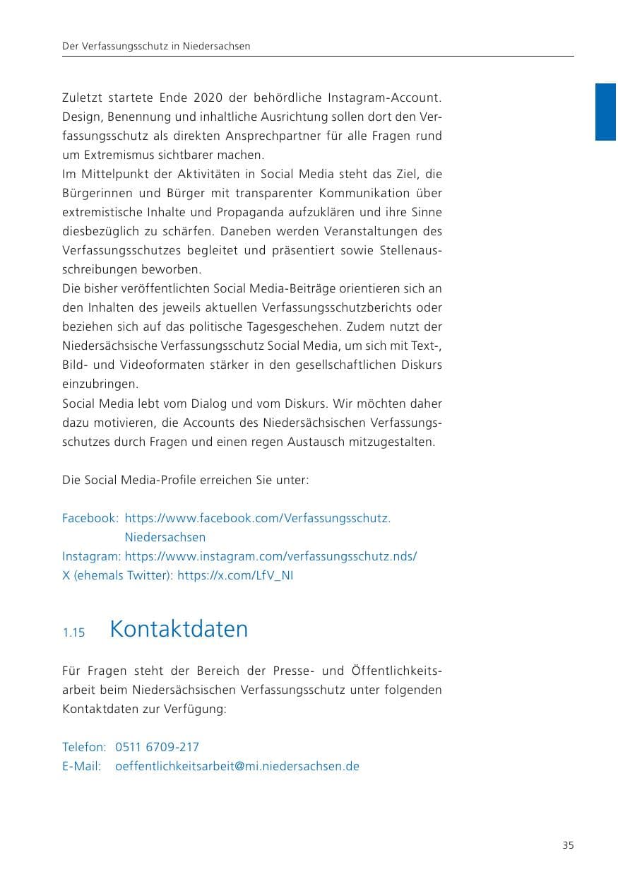 Seite 37 des Verfassungsschutzbericht 2023 Niedersachsen