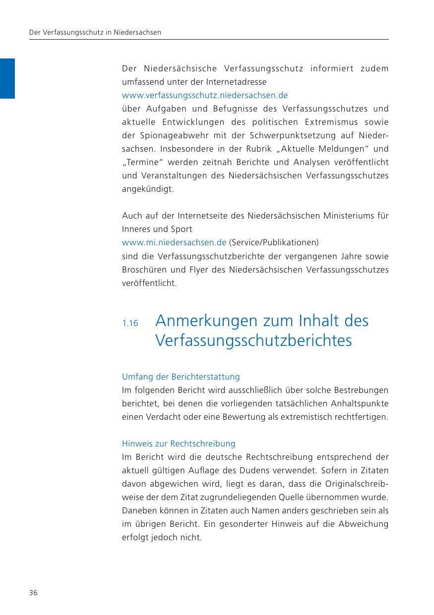 Seite 38 des Verfassungsschutzbericht 2023 Niedersachsen