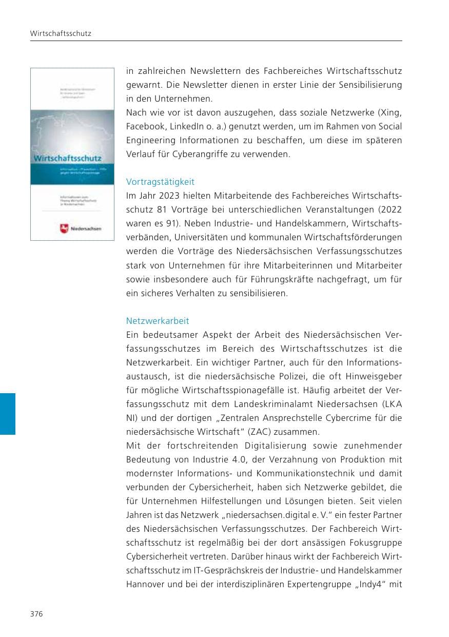 Seite 378 des Verfassungsschutzbericht 2023 Niedersachsen