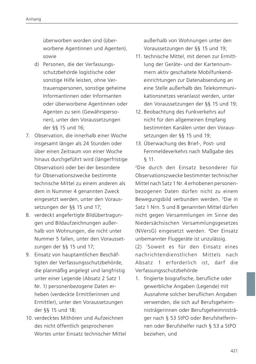 Seite 423 des Verfassungsschutzbericht 2023 Niedersachsen