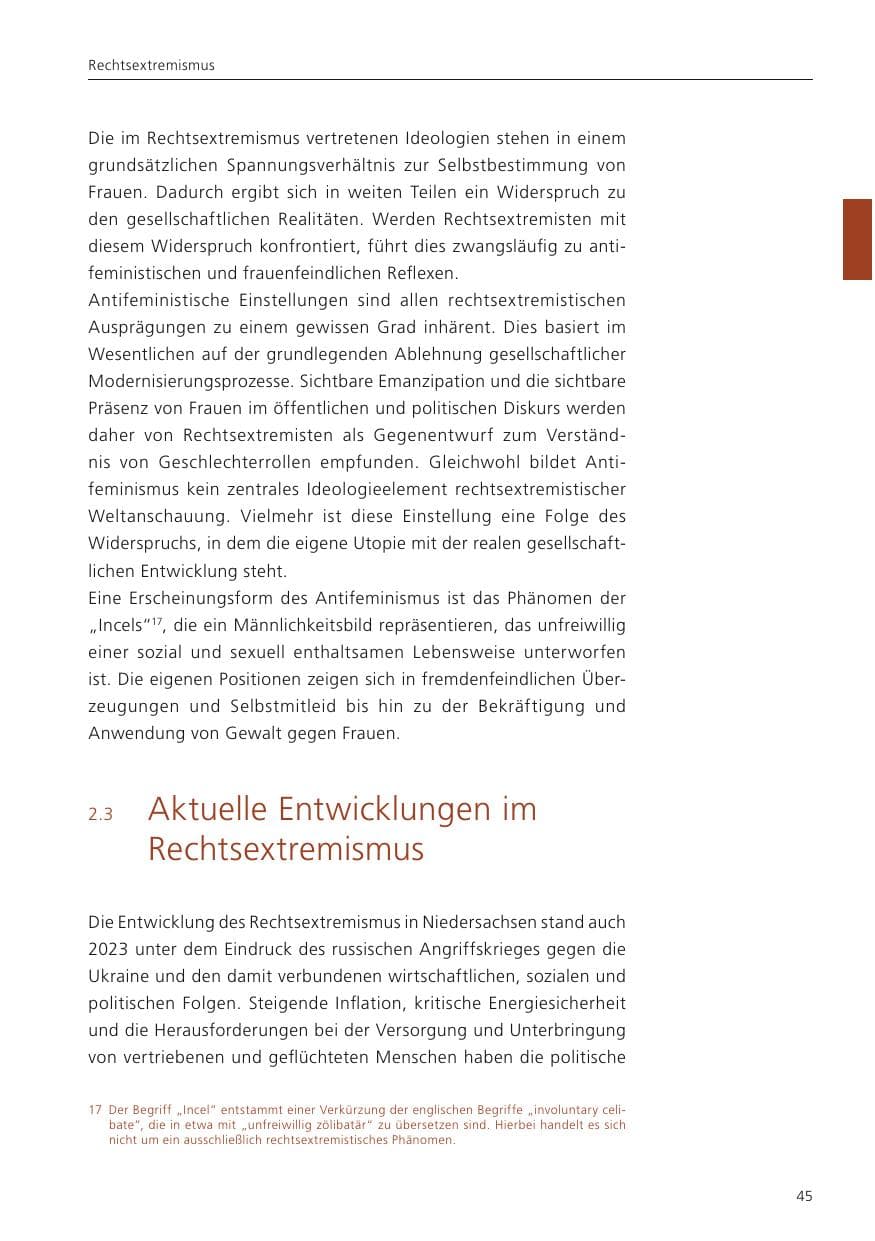 Seite 47 des Verfassungsschutzbericht 2023 Niedersachsen