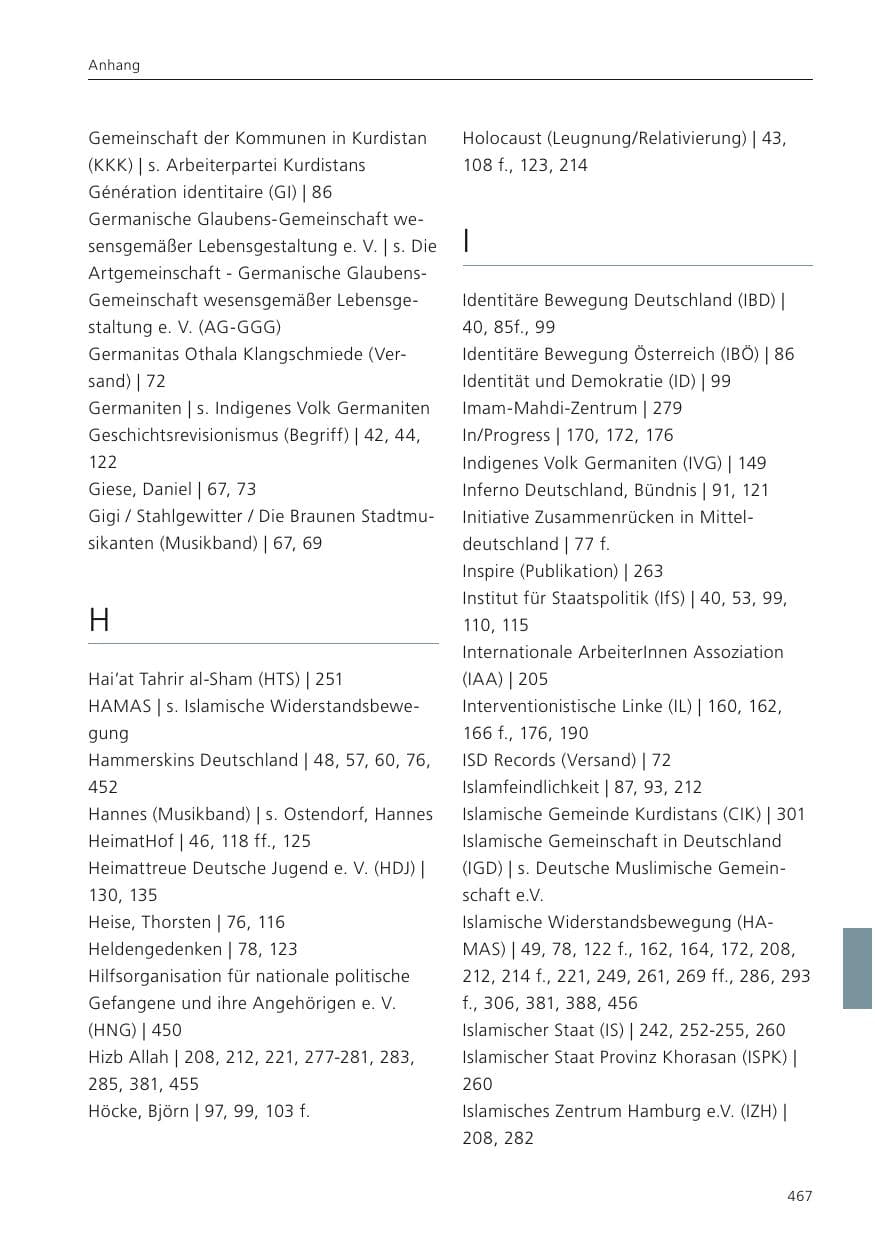 Seite 469 des Verfassungsschutzbericht 2023 Niedersachsen