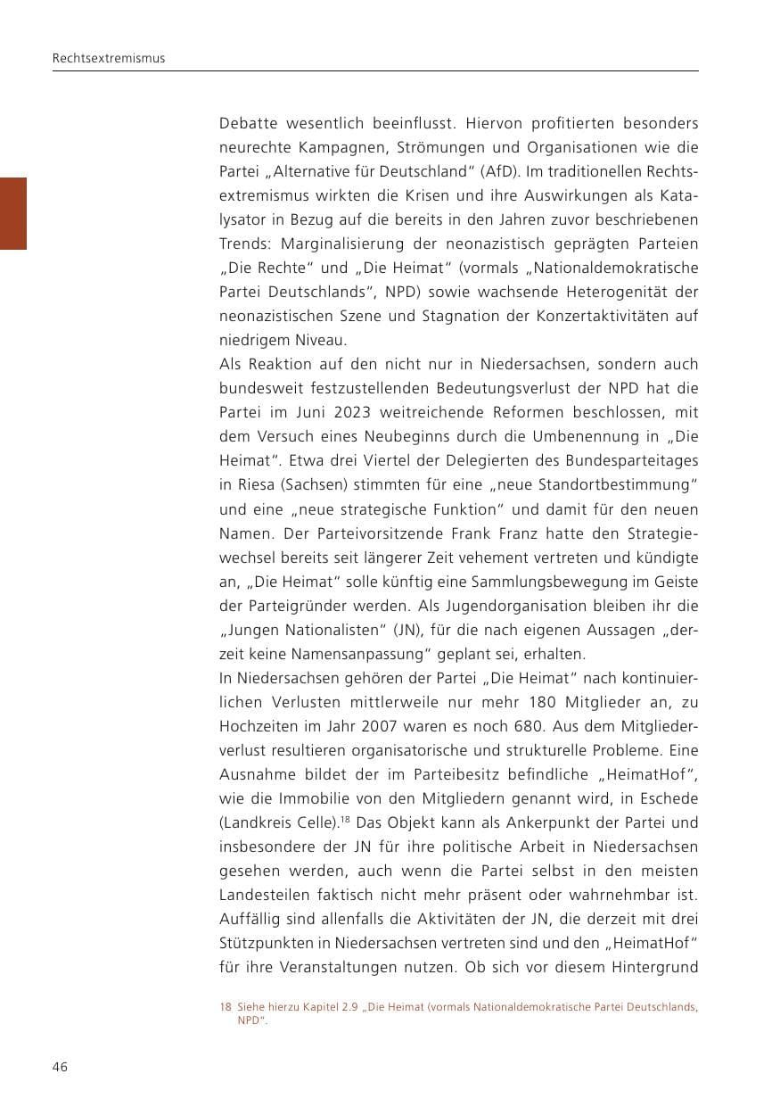 Seite 48 des Verfassungsschutzbericht 2023 Niedersachsen