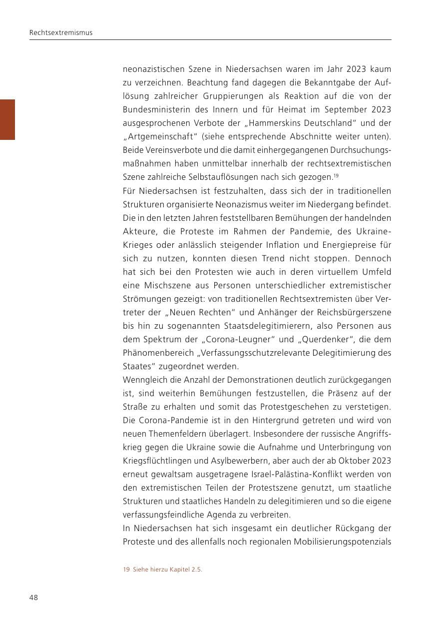 Seite 50 des Verfassungsschutzbericht 2023 Niedersachsen