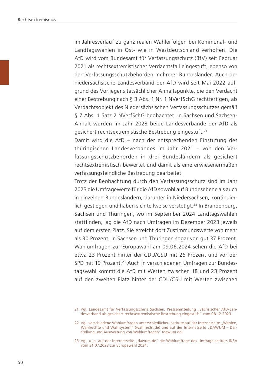 Seite 52 des Verfassungsschutzbericht 2023 Niedersachsen