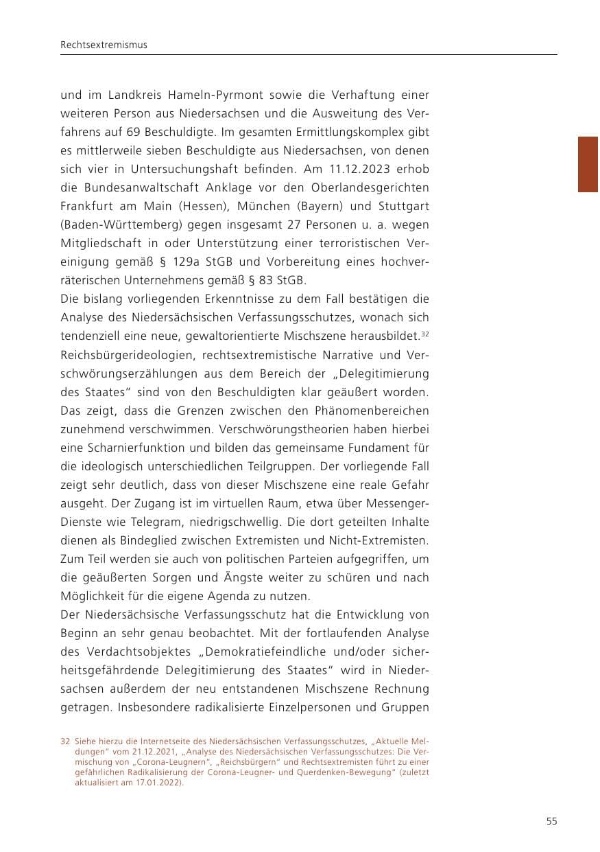 Seite 57 des Verfassungsschutzbericht 2023 Niedersachsen