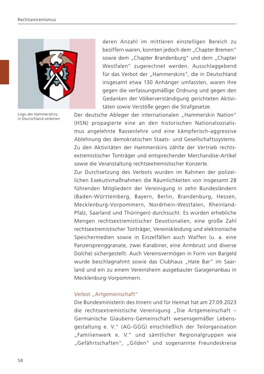 Seite 60 des Verfassungsschutzbericht 2023 Niedersachsen