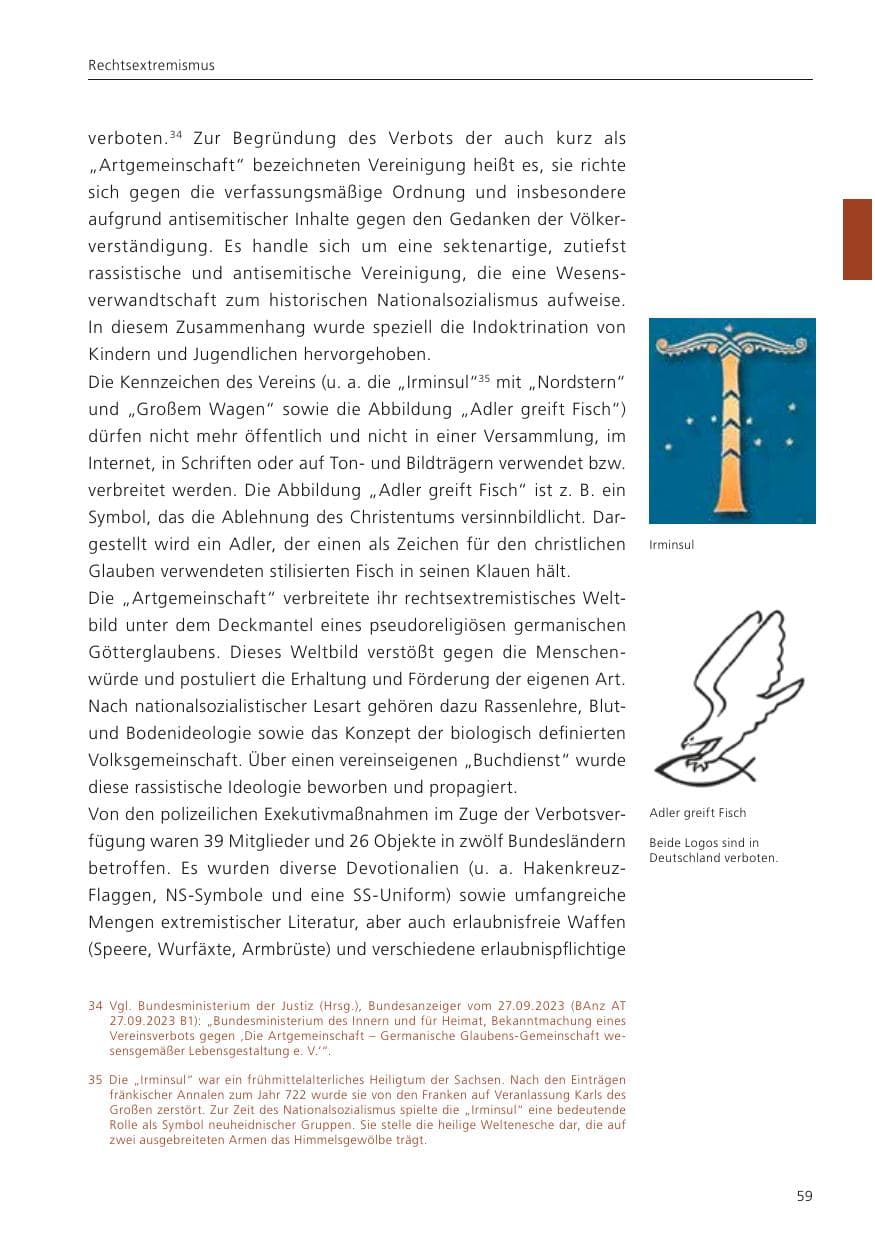 Seite 61 des Verfassungsschutzbericht 2023 Niedersachsen