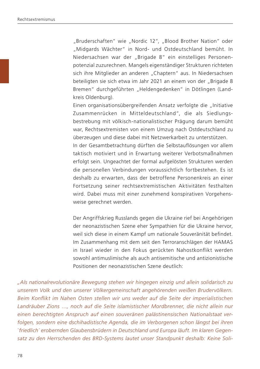 Seite 80 des Verfassungsschutzbericht 2023 Niedersachsen