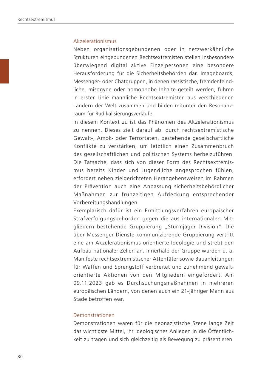 Seite 82 des Verfassungsschutzbericht 2023 Niedersachsen