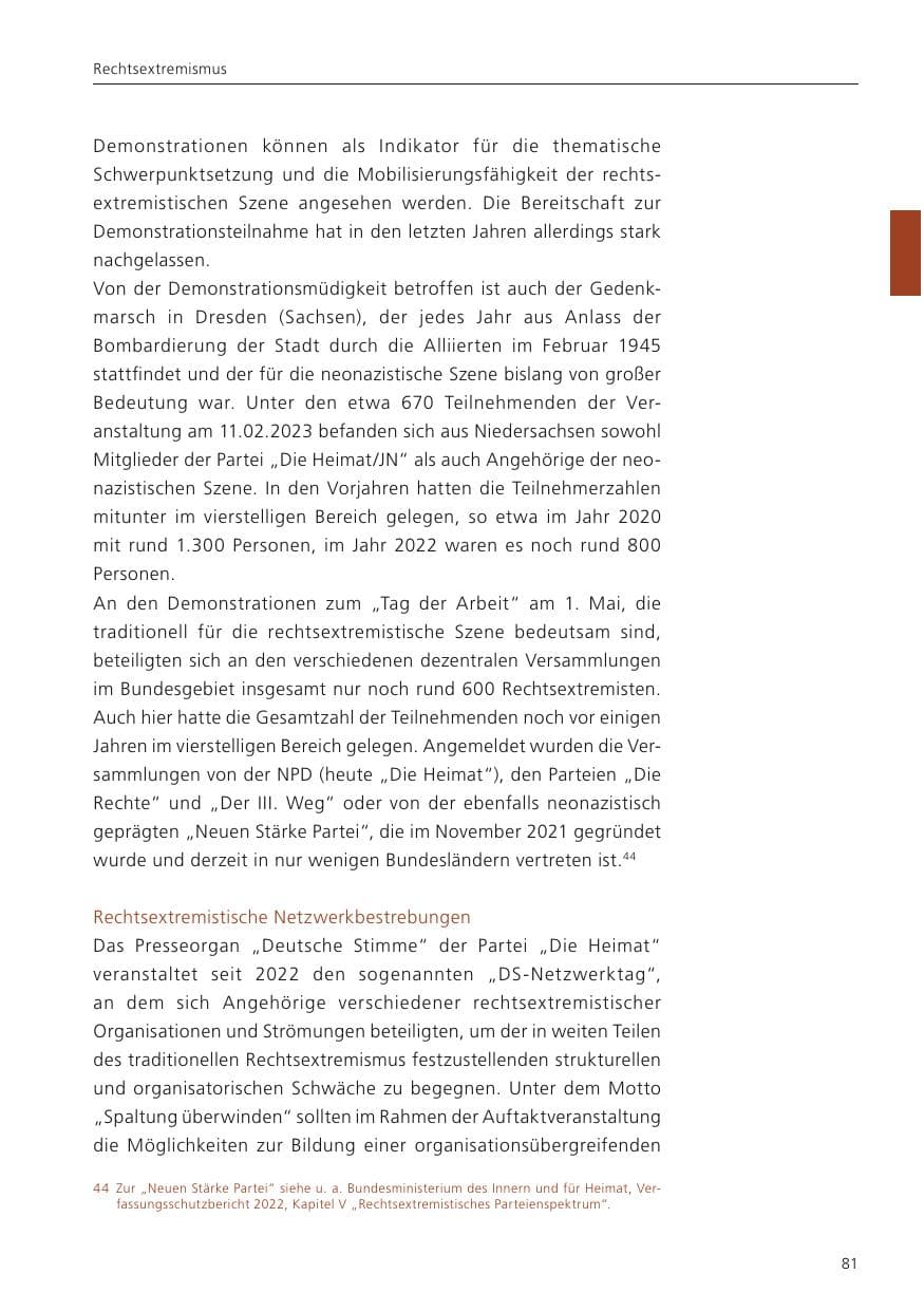 Seite 83 des Verfassungsschutzbericht 2023 Niedersachsen