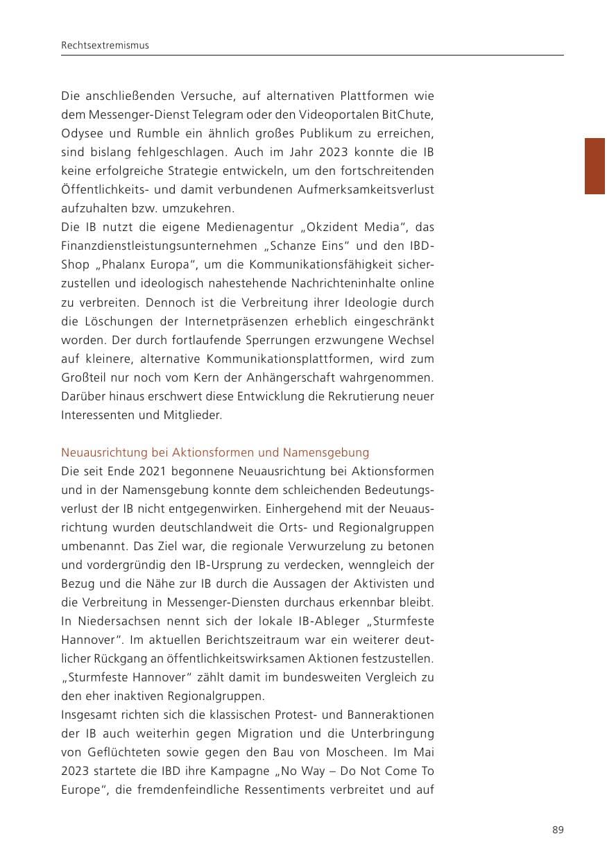 Seite 91 des Verfassungsschutzbericht 2023 Niedersachsen