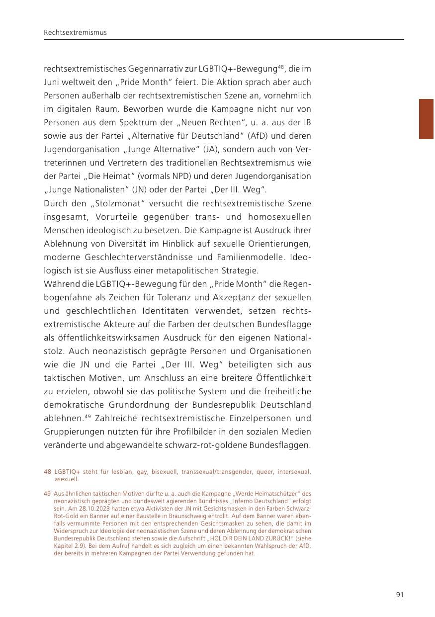 Seite 93 des Verfassungsschutzbericht 2023 Niedersachsen