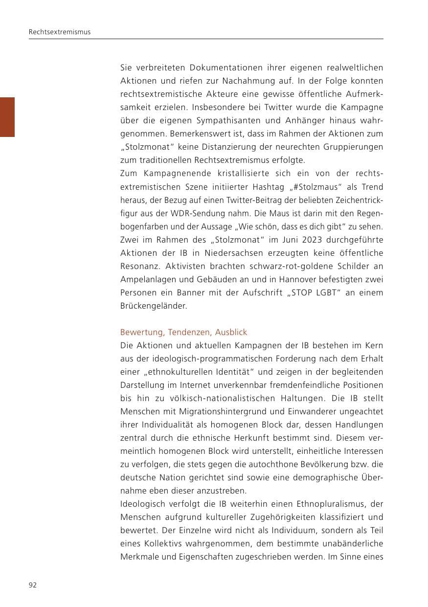 Seite 94 des Verfassungsschutzbericht 2023 Niedersachsen