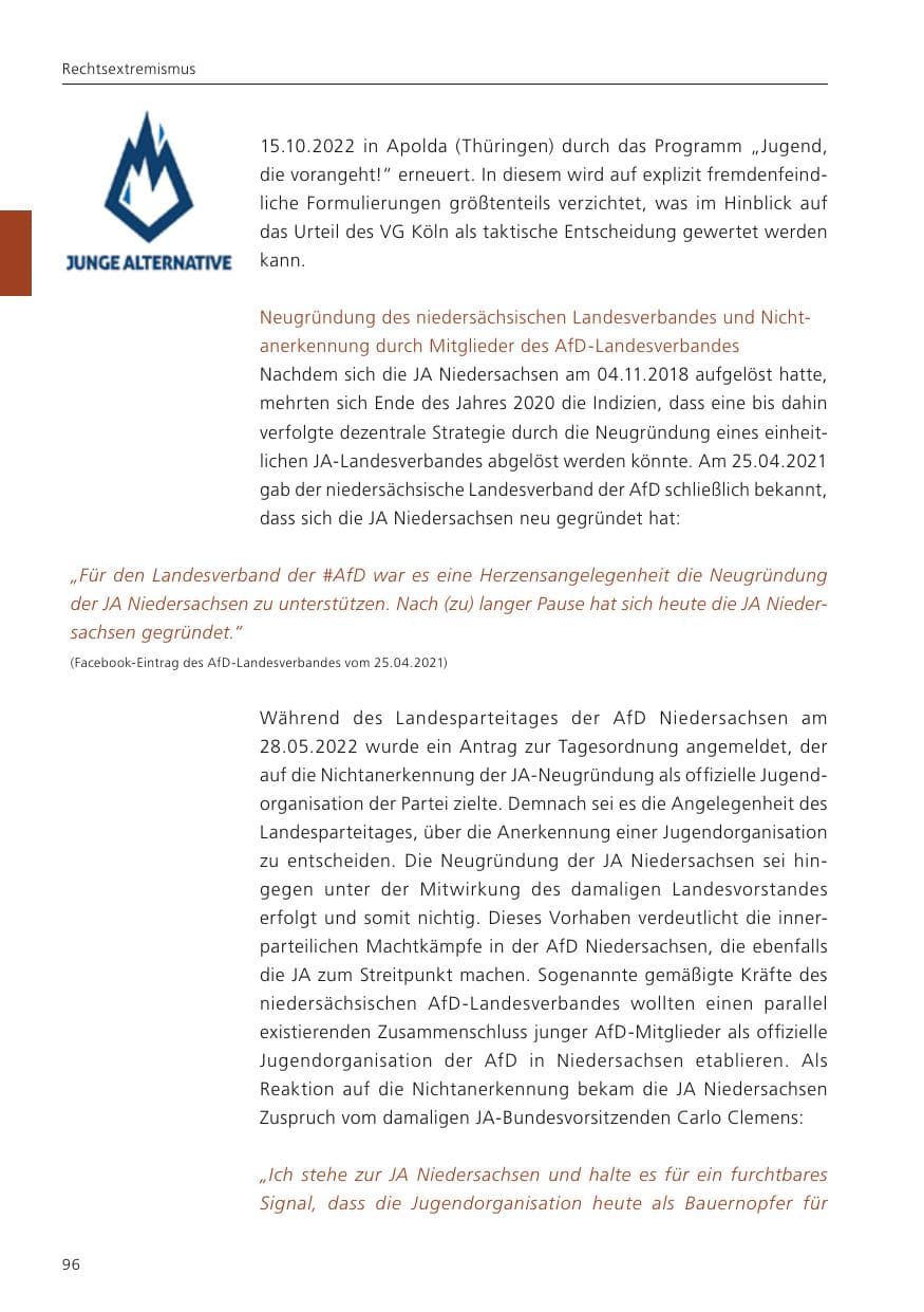 Seite 98 des Verfassungsschutzbericht 2023 Niedersachsen