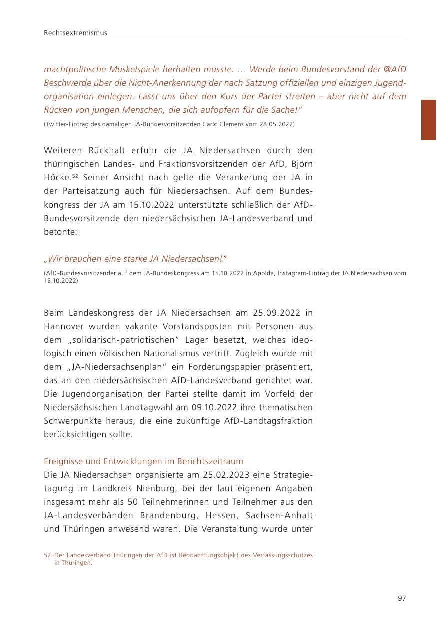 Seite 99 des Verfassungsschutzbericht 2023 Niedersachsen