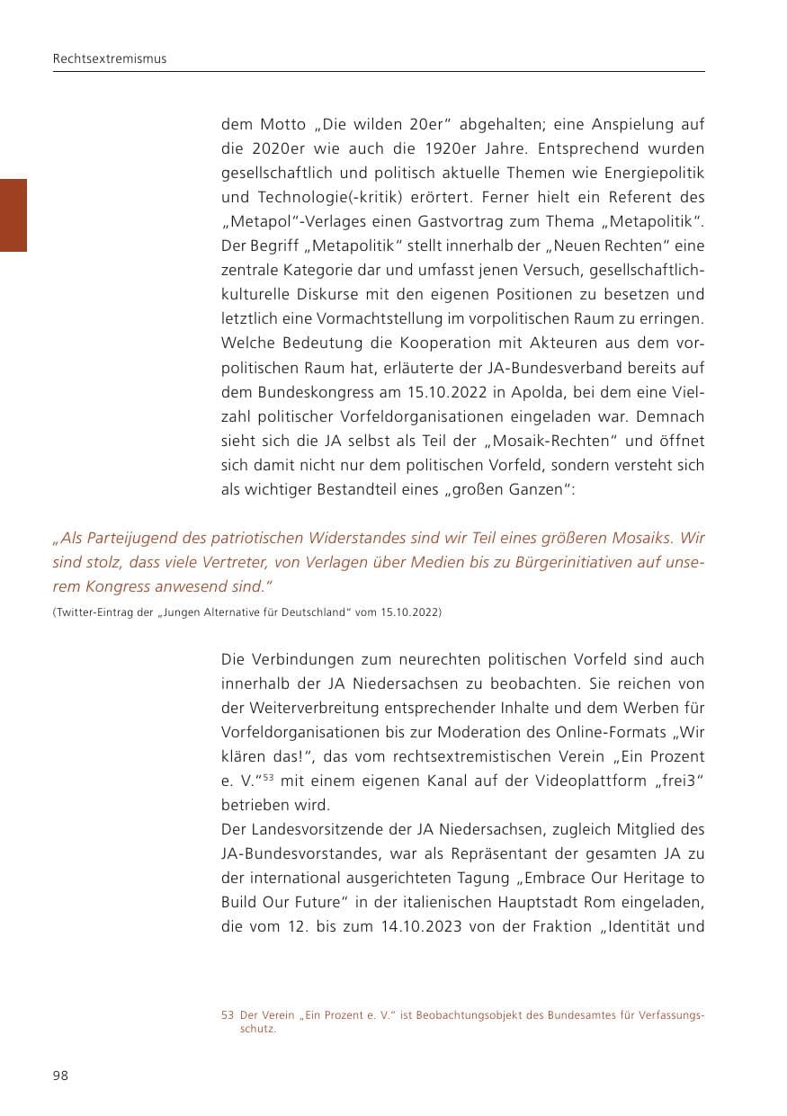 Seite 100 des Verfassungsschutzbericht 2023 Niedersachsen