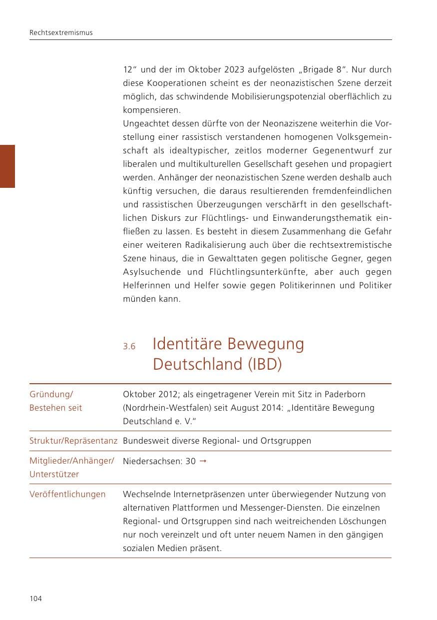 Seite 105 des Verfassungsschutzbericht 2024 Niedersachsen