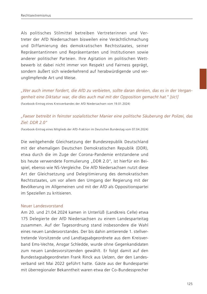 Seite 126 des Verfassungsschutzbericht 2024 Niedersachsen
