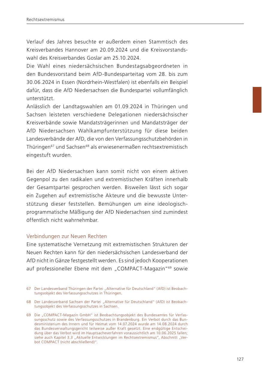 Seite 128 des Verfassungsschutzbericht 2024 Niedersachsen