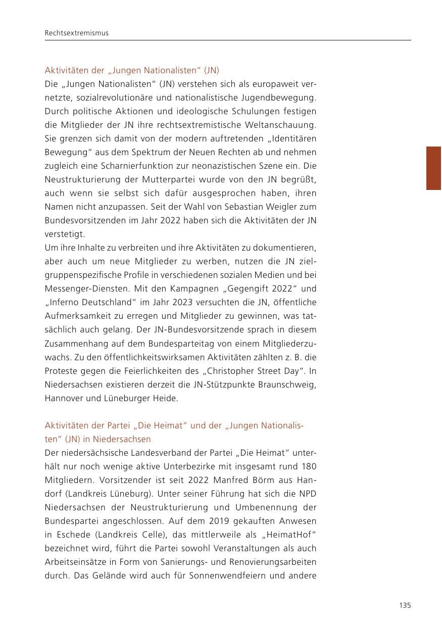 Seite 136 des Verfassungsschutzbericht 2024 Niedersachsen