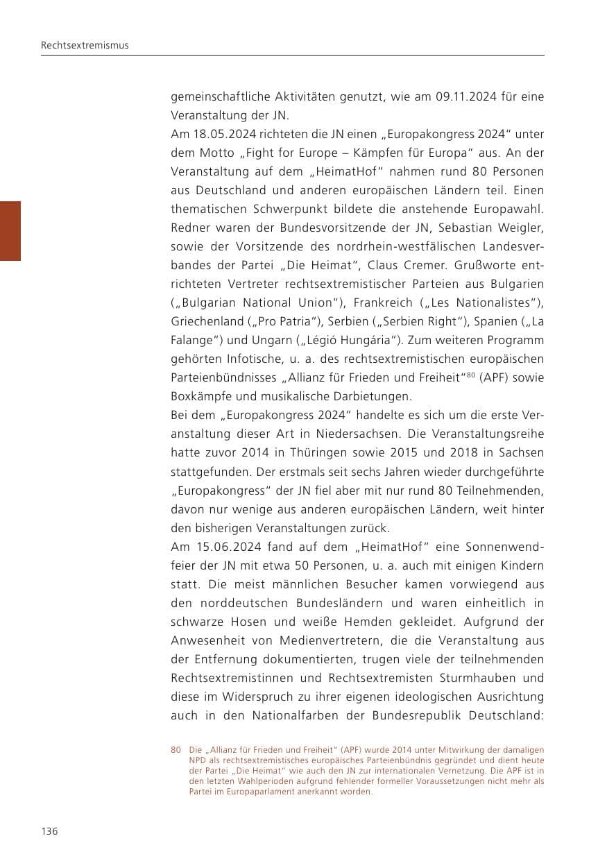 Seite 137 des Verfassungsschutzbericht 2024 Niedersachsen