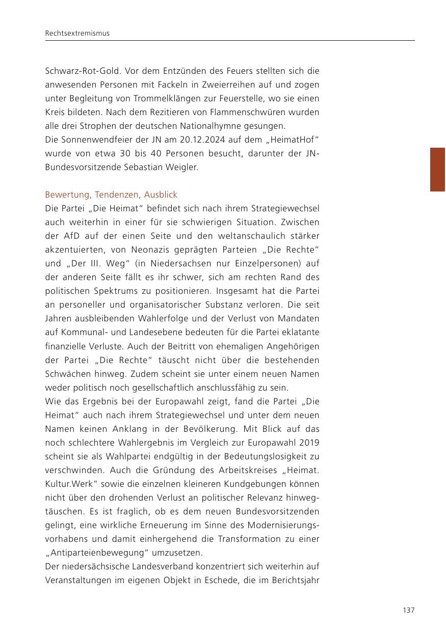 Seite 138 des Verfassungsschutzbericht 2024 Niedersachsen