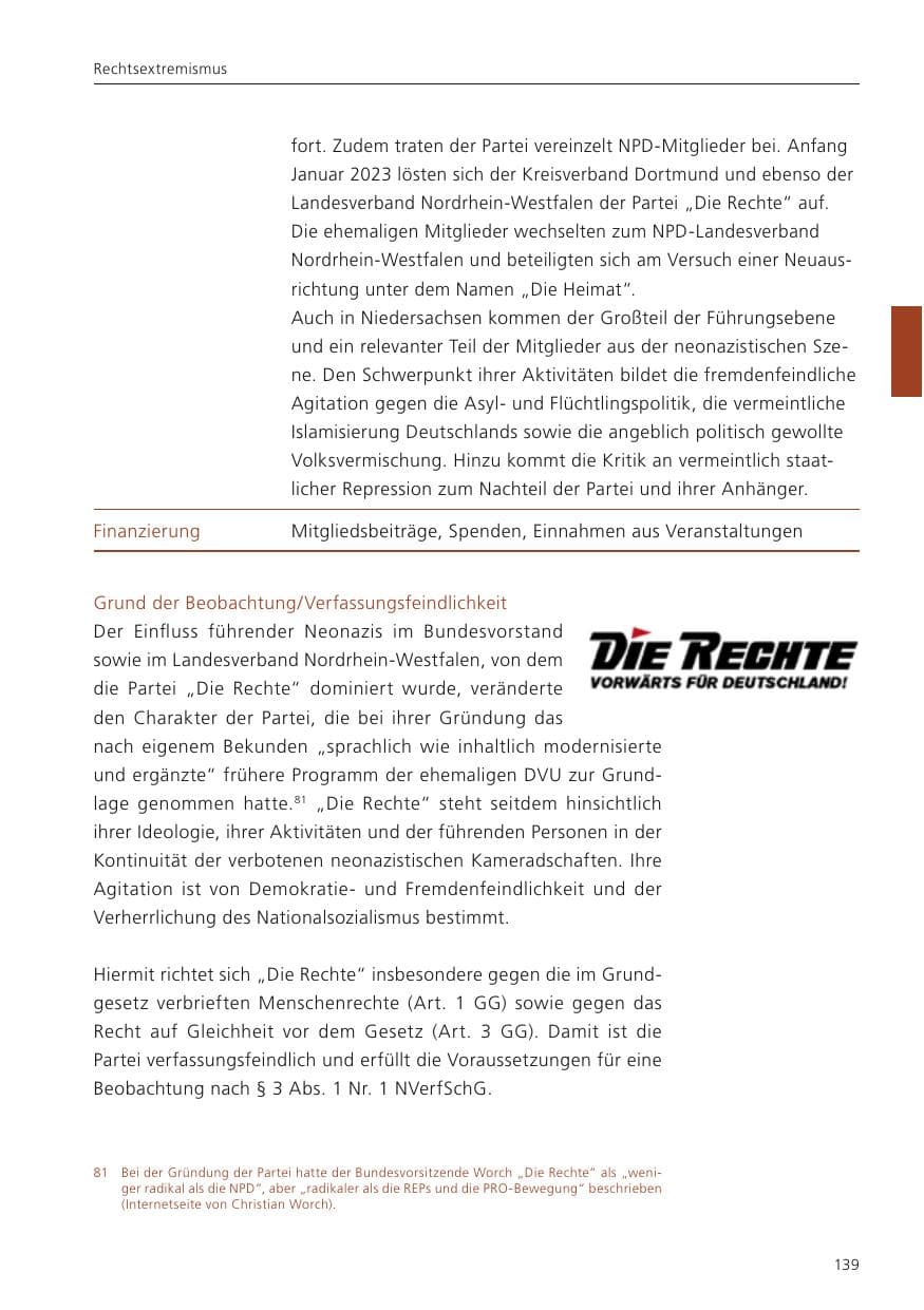 Seite 140 des Verfassungsschutzbericht 2024 Niedersachsen